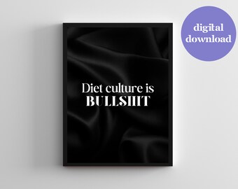 Recuperación de trastornos alimentarios Póster de seda negra para positividad corporal Recuperación de la disfunción eréctil Cultura dietética Anorexia Bulimia Recuperación de trastornos alimentarios compulsivos