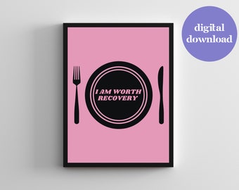 Trastorno de la alimentación rosa Decoración de la cocina para la recuperación Arte de la pared para la recuperación de la disfunción eréctil Anorexia Arte Impresión Salud mental Arte Anorexia Nervosa Impresión digital