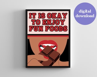 Recuperación de trastornos alimentarios Impresión de arte Decoración de cocina para la recuperación de ED Mujer negra Arte POC Trastorno alimentario Citas Anorexia Bulimia Recuperación de ED
