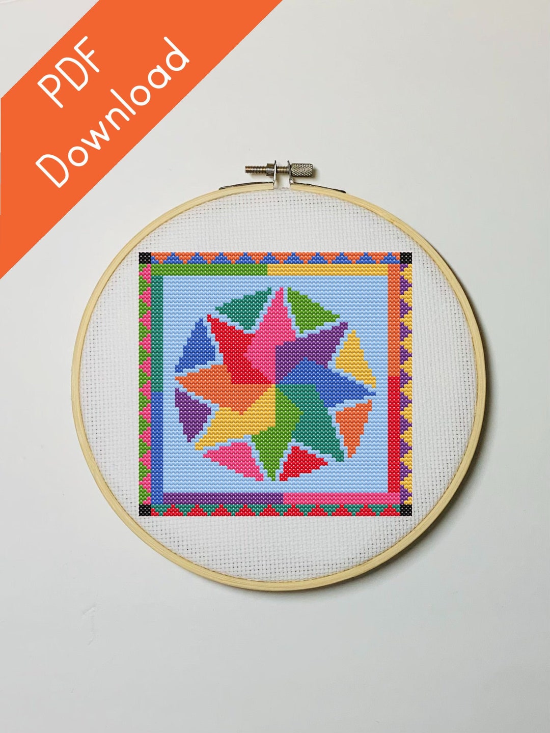 Rainbow Pinwheel Star Cross Stitch Pattern, Instant PDF Download - Etsy
