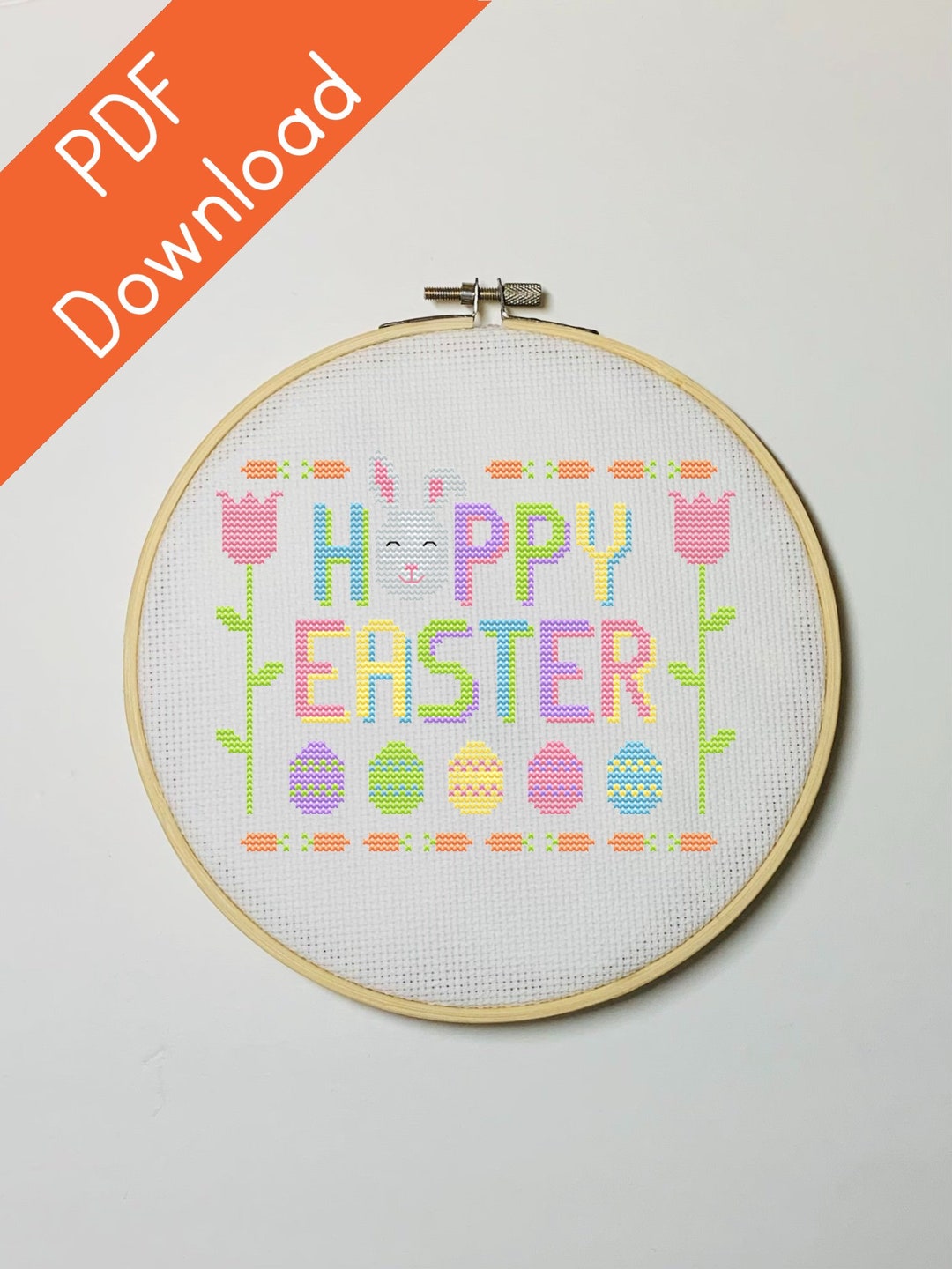 Hoppy Easter Cross Stitch Pattern, Instant Download, PDF - Etsy