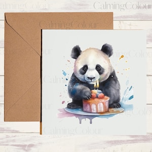 Panda Birthday Card | Greeting card for panda lover | Single card blank on the inside