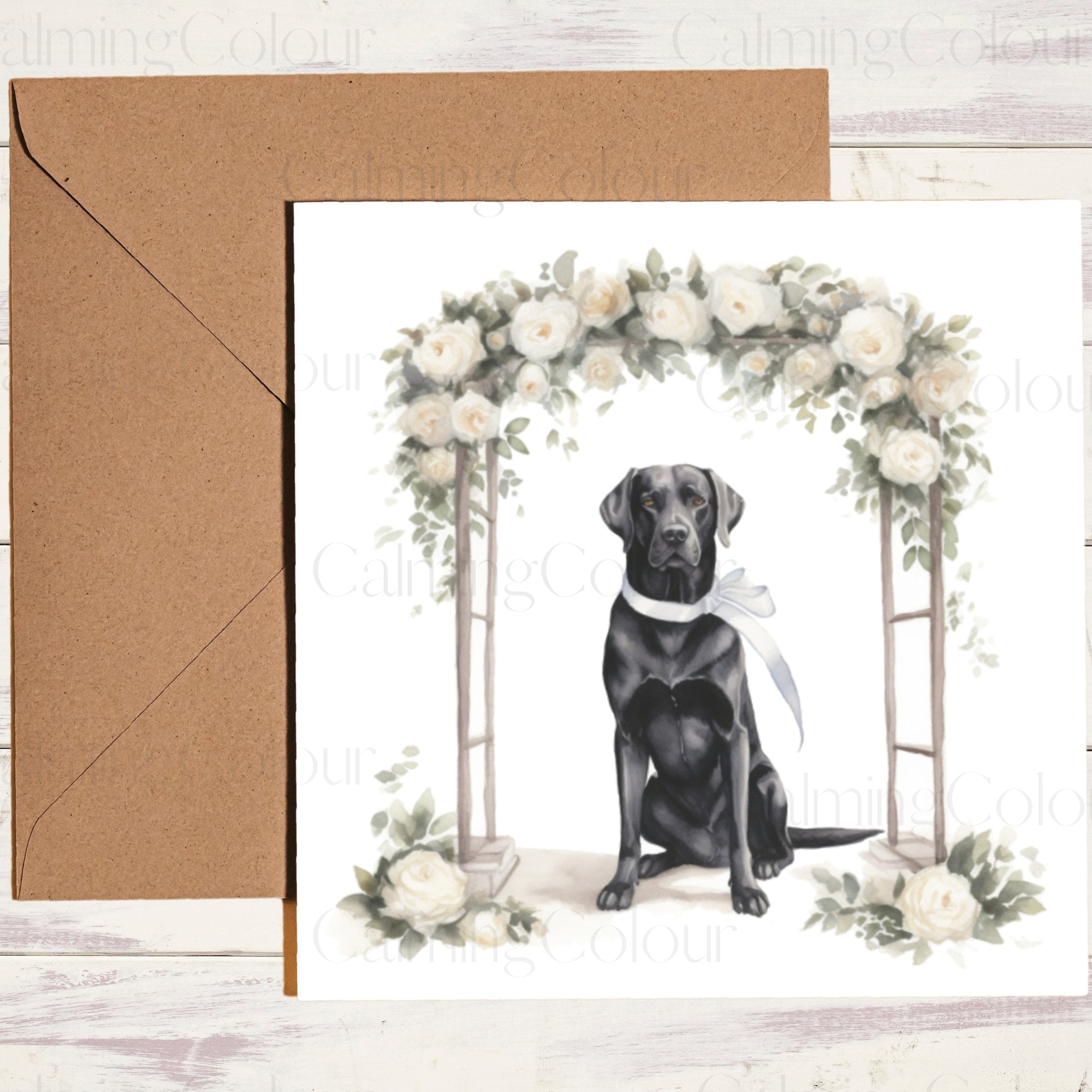 Black Labrador Wedding Card | Greeting card for dog lover | Single card blank on the inside