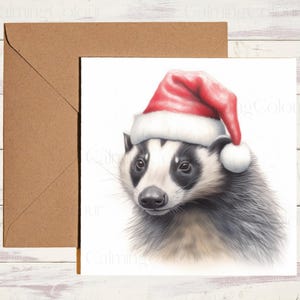 Badger Christmas Card | Greeting card for Badger lover | Single card blank on the inside