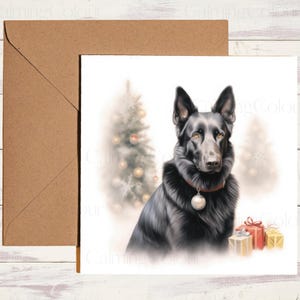 Black German Shepherd Christmas Card | Greeting card for dog lover | Personalised | Single card blank on the inside