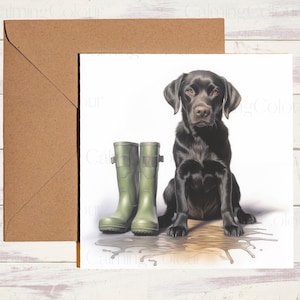 Black Labrador Greeting Card | Card for dog lover | Birthday | With love | Single card blank on the inside