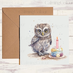 Owl Greeting Card | Birthday | Card for Owl lover | Single Card, blank on the inside