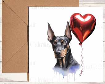 Doberman Greeting Card | Single Card, blank on the inside.