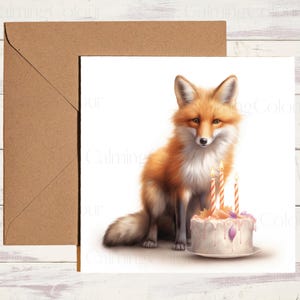 Fox  Birthday Card | Greeting Card for Fox lover | Fox With Love | Single card blank on the inside