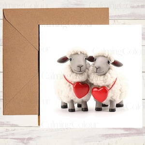 Sheep Greeting Card | With love | Anniversary | Birthday | Single card blank on the inside