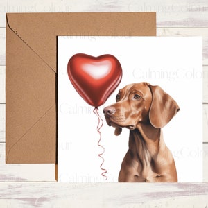 Vizsla Greeting Card | With love | Anniversary | Birthday | Single card blank on the inside