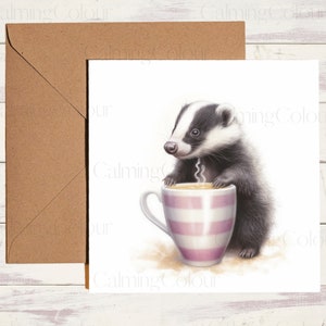 Badger Greeting Card | Birthday | Card for badger lover | Single card blank on the inside