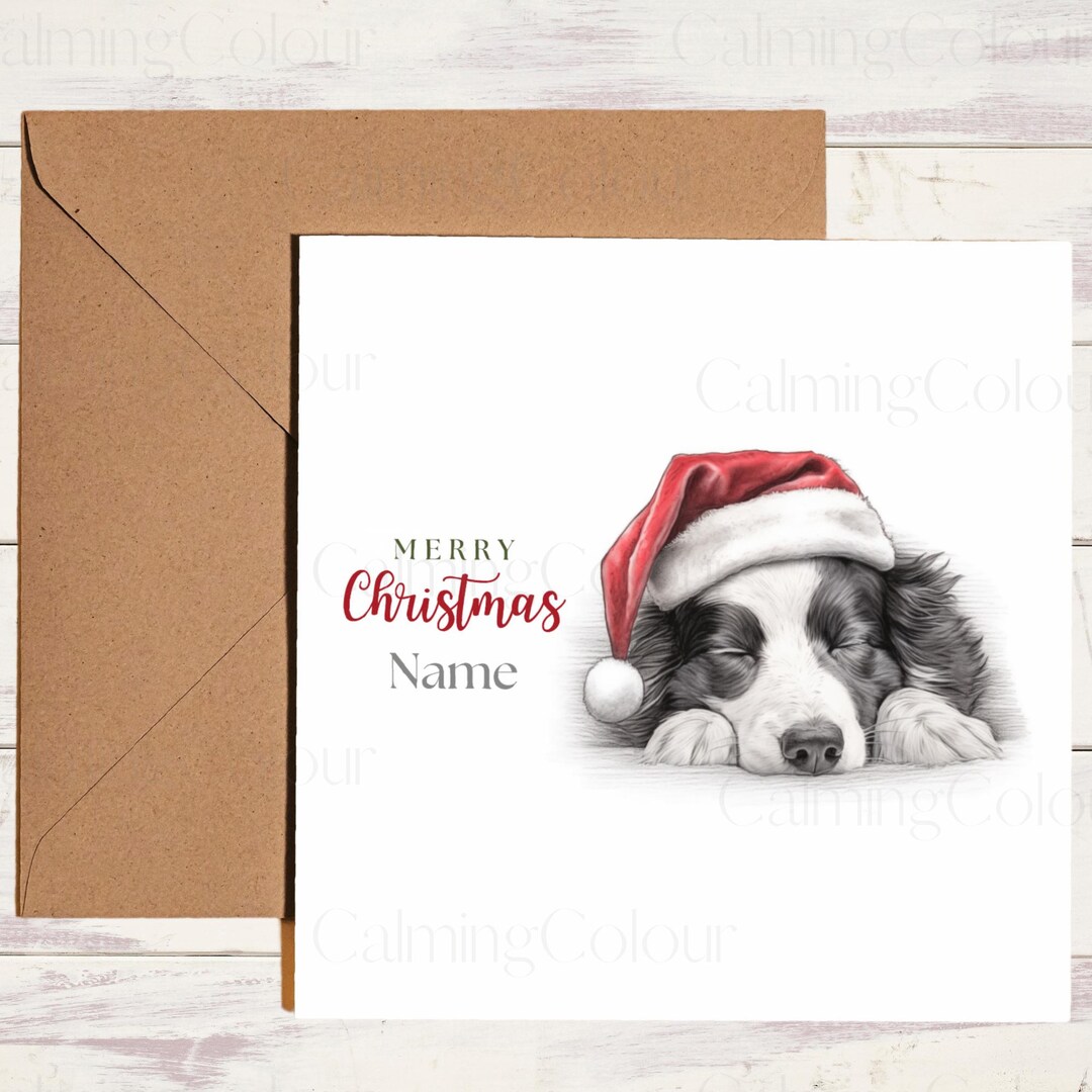 Personalised Border Collie Christmas Card Greeting Card for Dog Lover ...