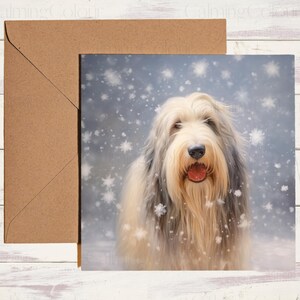 Bearded Collie Christmas Card | Greeting card for dog lover | Single card blank on the inside