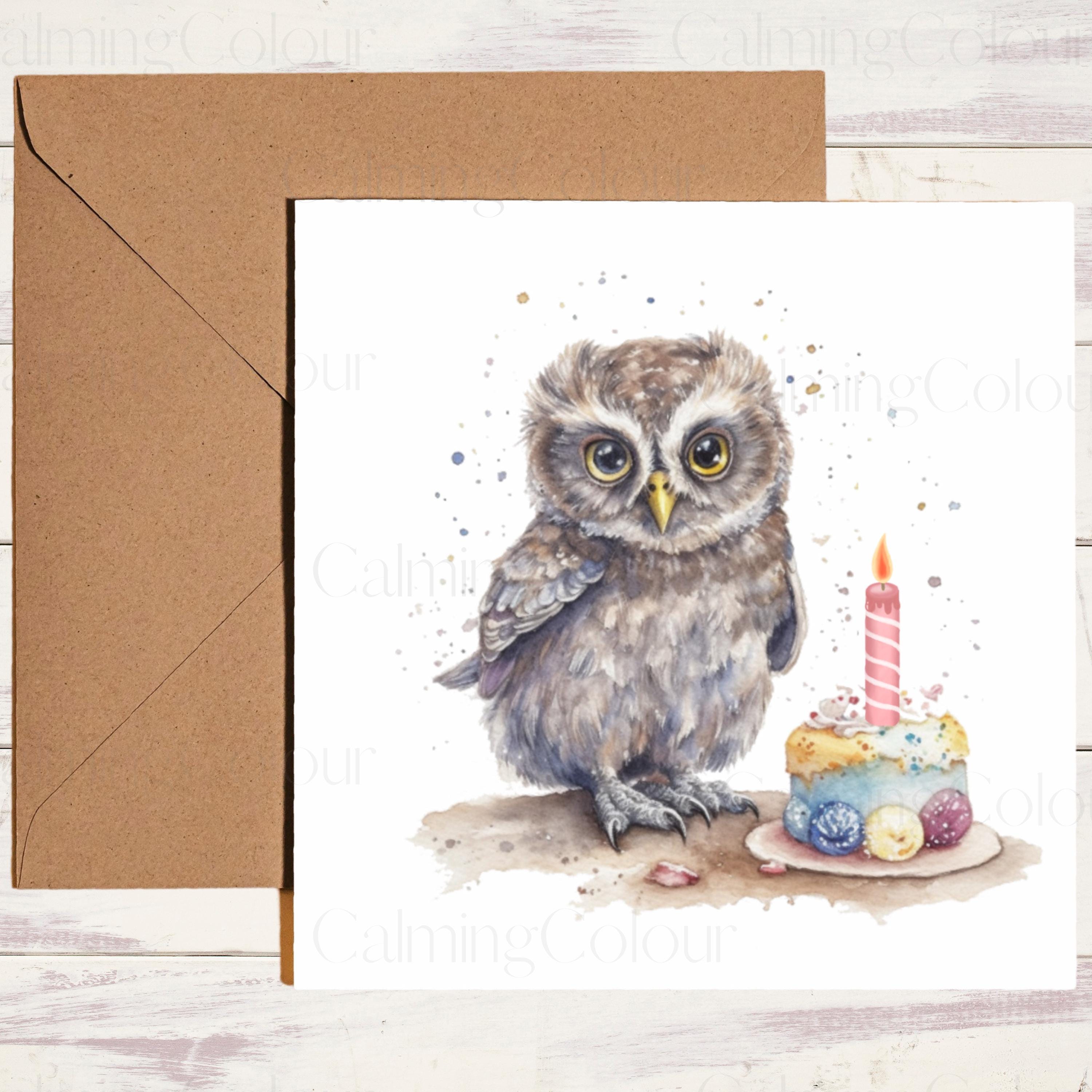 Owl Birthday Card | Greeting Card for Owl lover | With Love | Single card blank on the inside