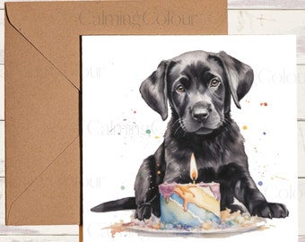 Black Labrador Birthday Card | Greeting card for dog lover | Single card blank on the inside