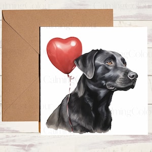 Black Labrador Greeting Card | With love | Anniversary | Birthday | Single card blank on the inside