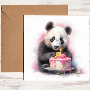Panda Birthday Card | Greeting card for Panda lover | Single card blank on the inside