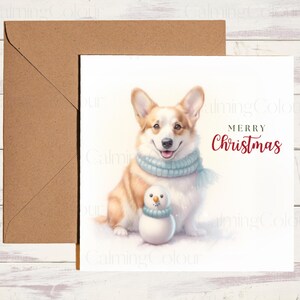 Corgi Christmas Card | Personalised | Greeting card for dog lover | Single card blank on the inside
