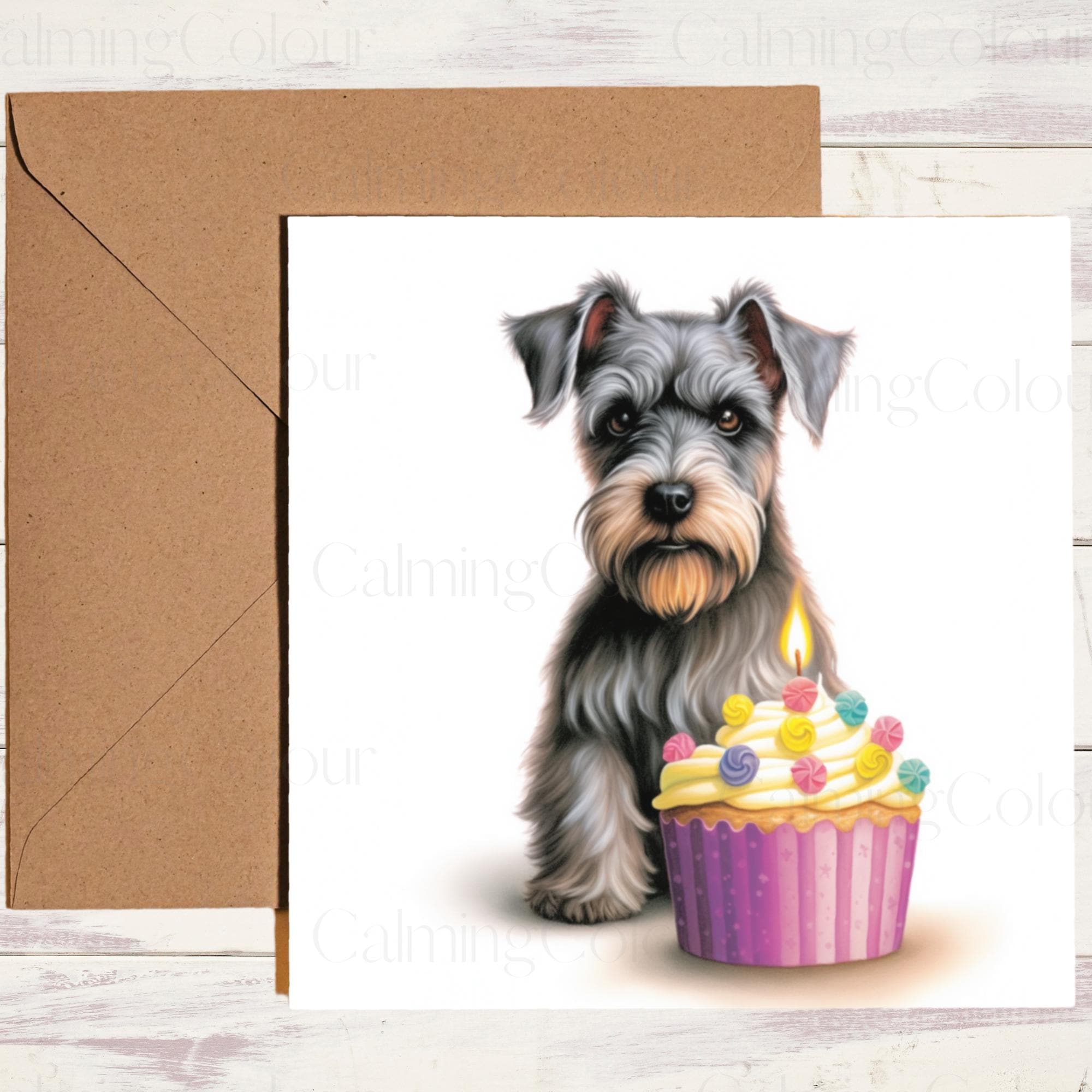 Miniature Schnauzer Birthday Card | Greeting card for dog lover | Single card blank on the inside