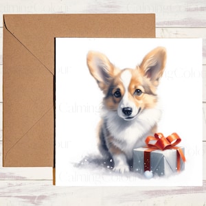 Corgi Christmas Card | Personalised | Greeting card for dog lover | Single card blank on the inside
