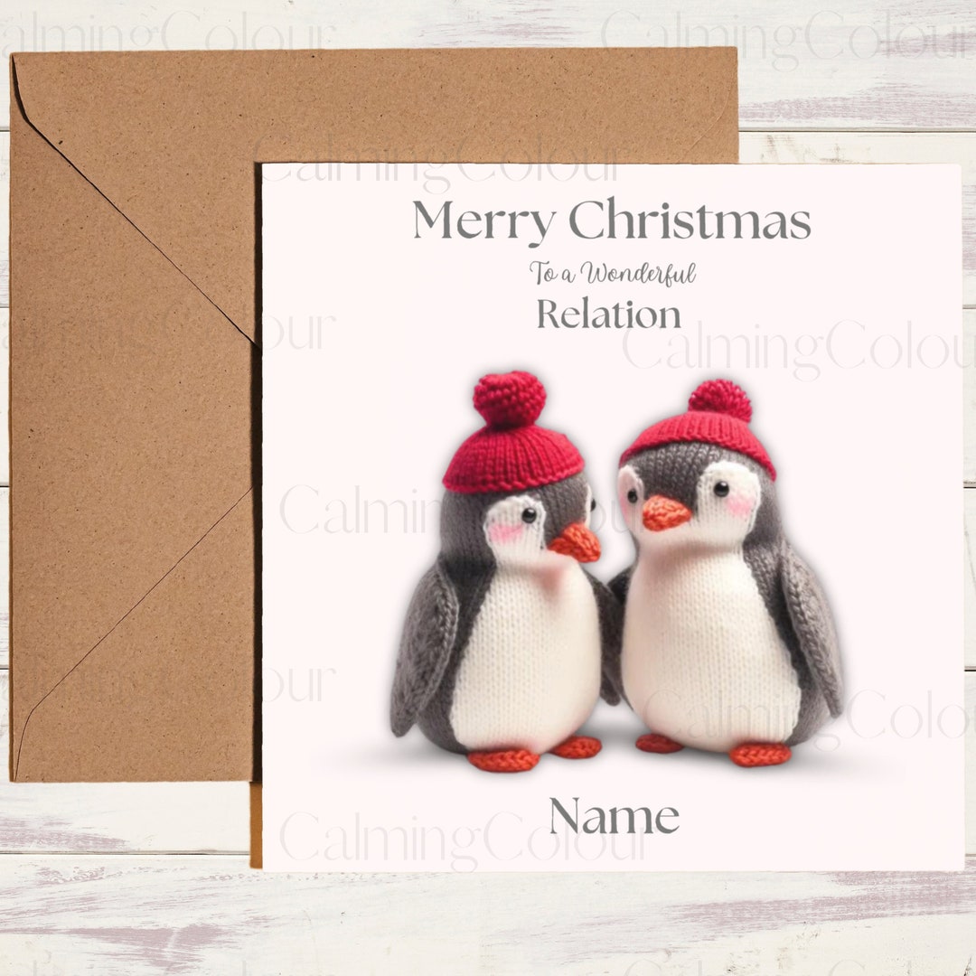 Personalised Penguin Christmas Card Single Card Blank on - Etsy