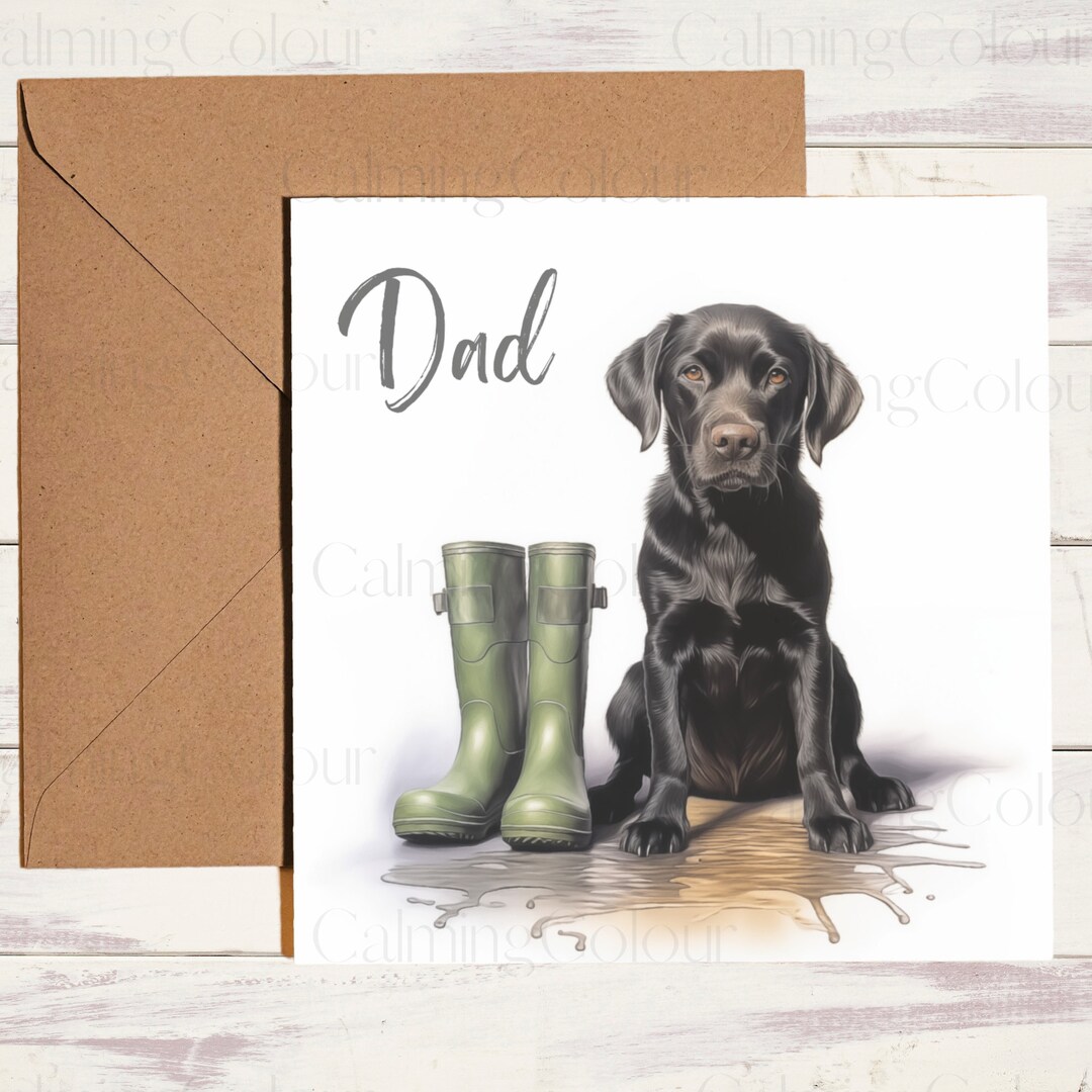 Black Labrador Father's Day Card Card for Dad Single Card, Blank on the ...