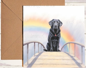 Black Labrador Greeting Card | Remembrance | Rainbow Bridge | Single Card