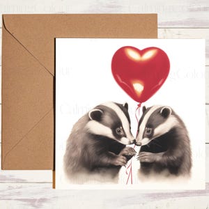 Badger Greeting Card | With love | Anniversary | Birthday | Single card blank on the inside
