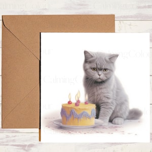 British Shorthair Cat Birthday Card