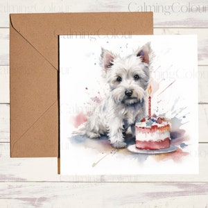 West Highland Terrier Birthday Card | Card for dog lover | Single card blank on the inside