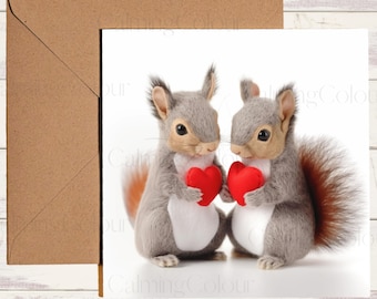 Eichhörnchen Grußkarte | Jubiläum | mit Liebe Karte | Einzelkarte, unbedruckt innen.