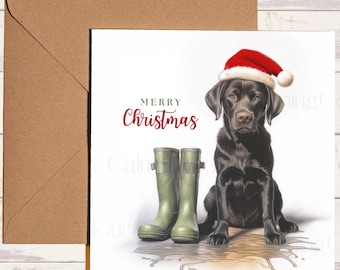 Black Labrador Christmas Card  | Dog Lover Greeting Card