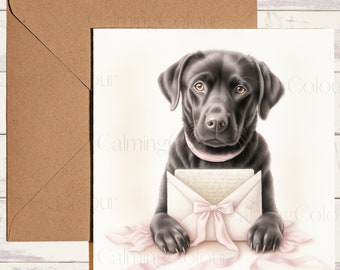 Tarjeta de boda de Labrador negro / Tarjeta de boda para perros / Tarjeta única, en blanco por dentro.