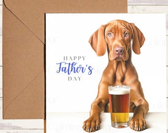 Vizsla Father's Day Card | Greeting Card for Dad | With love | Single card blank on the inside