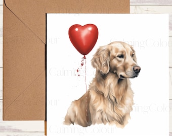 Golden Retriever Greeting Card | Anniversary | with love card | Single Card, blank on the inside.