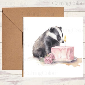 Badger Birthday Card | Card for badger lover | Single card blank on the inside