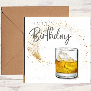 Whiskey Birthday Card | With love | Single card blank on the inside
