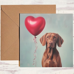 Vizsla Greeting Card | With love | Anniversary | Birthday | Single card blank on the inside