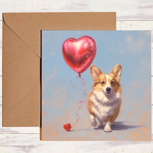 Corgi Greeting Card | With love | Anniversary | Birthday | Single card blank on the inside