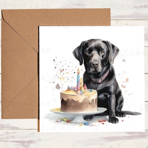 Black Labrador Birthday Card | Greeting Card for dog lover | Single Card blank on the inside
