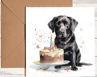 Black Labrador Birthday Card | Greeting Card for dog lover | Single Card blank on the inside