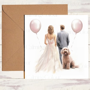 Goldendoodle Wedding Card | Greeting card for dog lover | Single card blank on the inside