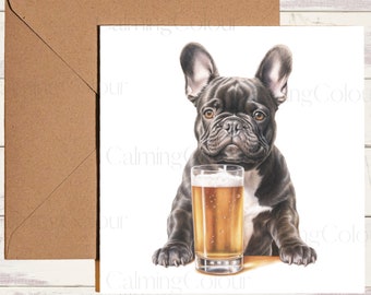 French Bulldog Greeting Card | Single Card, blank on the inside.