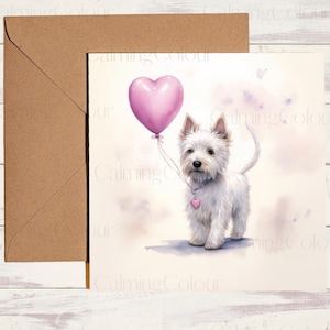 West Highland Terrier Greeting Card | With love | Anniversary | Birthday | Single card blank on the inside