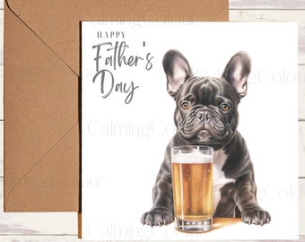 French Bulldog Father's Day Card | Greeting card for Dad | Single Card, blank on the inside.