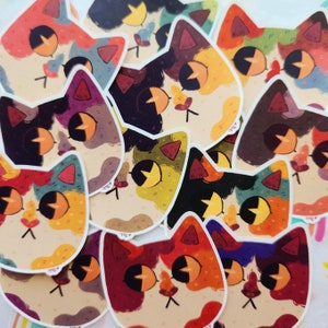 pride calico stickers for charity !!! | lgbtq+ pride flag polyester cat stickers