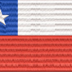 Könnte beinhalten: Die Flagge Chiles, ein blaues Feld mit einem weißen fünfzackigen Stern im Kanton, einem weißen Streifen und einem roten Streifen.