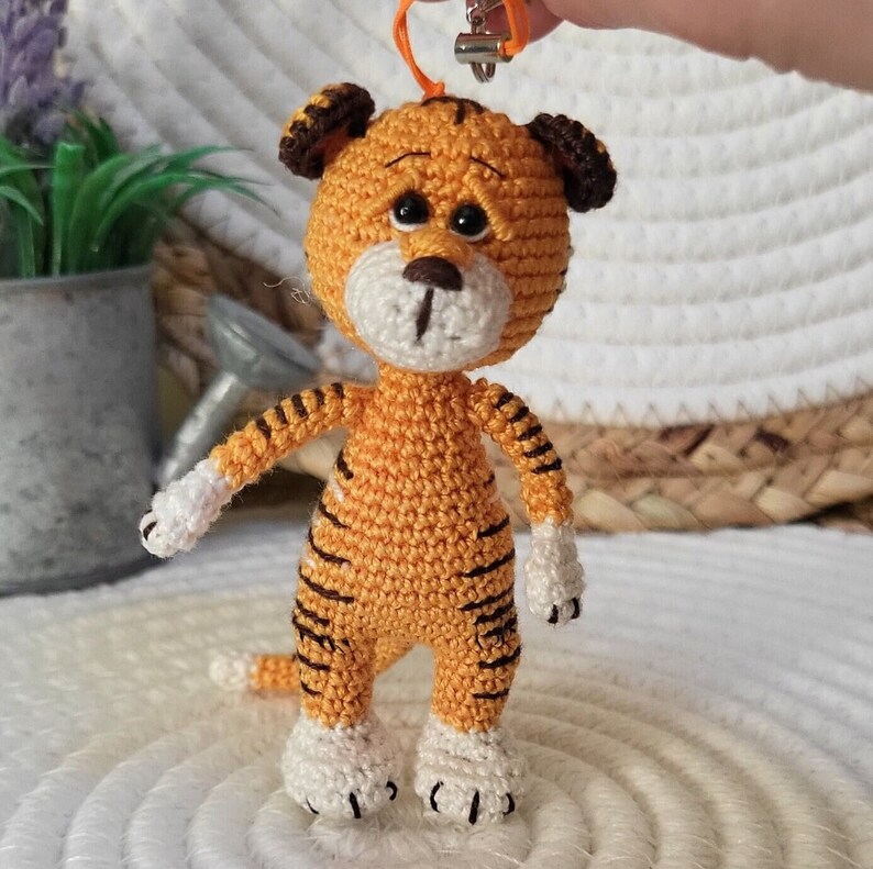Crochet Tiger Keychain Amigurumi Big Cat, Toy Amigurumi Handmade