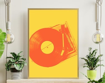 Retro Record Player Print: Eclectic Boho Wall Art (Digital Download)